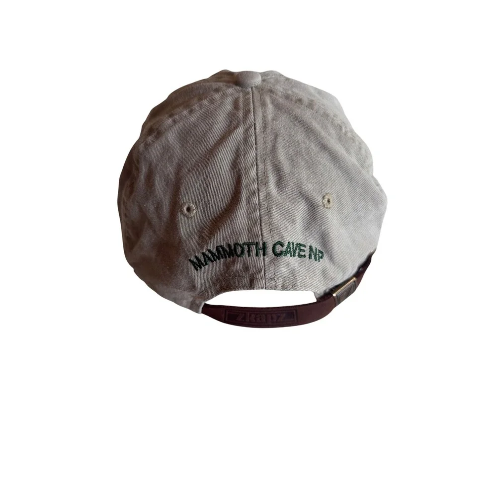 Mammoth Cave National Park Baseball Cap Leather Strapback Khaki Cotton
